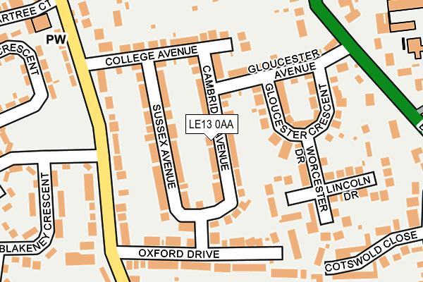 LE13 0AA map - OS OpenMap – Local (Ordnance Survey)