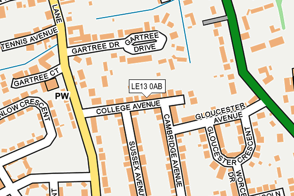 LE13 0AB map - OS OpenMap – Local (Ordnance Survey)