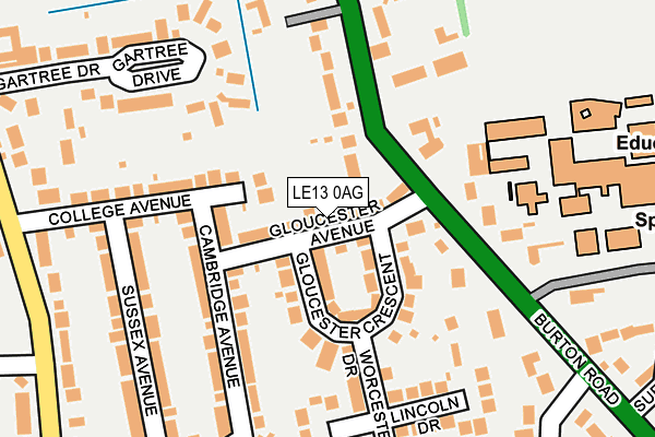 LE13 0AG map - OS OpenMap – Local (Ordnance Survey)