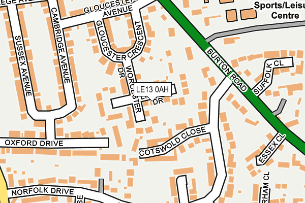 LE13 0AH map - OS OpenMap – Local (Ordnance Survey)