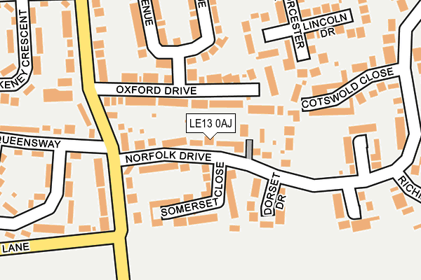 LE13 0AJ map - OS OpenMap – Local (Ordnance Survey)
