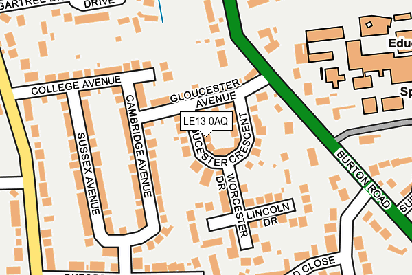 LE13 0AQ map - OS OpenMap – Local (Ordnance Survey)