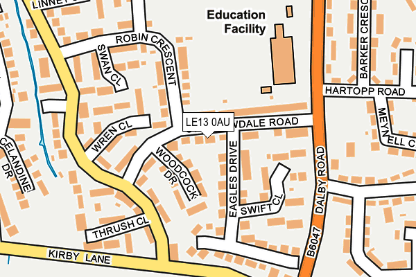 LE13 0AU map - OS OpenMap – Local (Ordnance Survey)