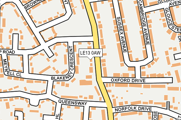 LE13 0AW map - OS OpenMap – Local (Ordnance Survey)