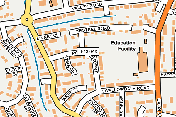 LE13 0AX map - OS OpenMap – Local (Ordnance Survey)