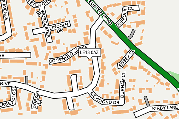 LE13 0AZ map - OS OpenMap – Local (Ordnance Survey)