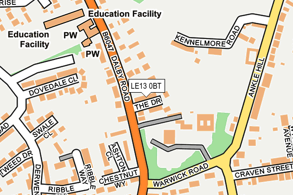 LE13 0BT map - OS OpenMap – Local (Ordnance Survey)