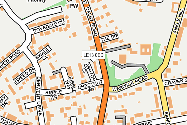 LE13 0ED map - OS OpenMap – Local (Ordnance Survey)