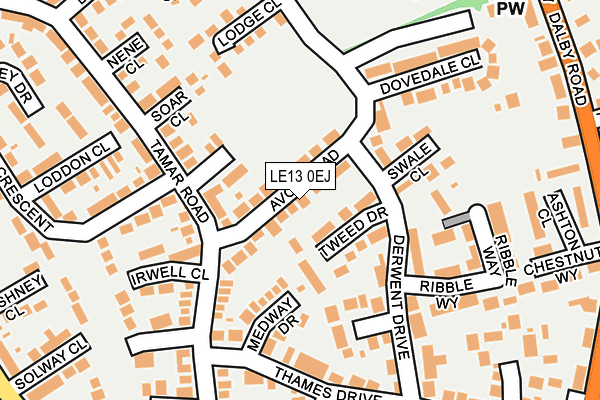 LE13 0EJ map - OS OpenMap – Local (Ordnance Survey)