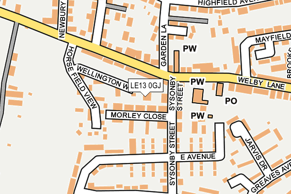 LE13 0GJ map - OS OpenMap – Local (Ordnance Survey)