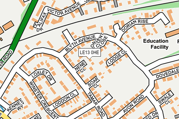 LE13 0HE map - OS OpenMap – Local (Ordnance Survey)