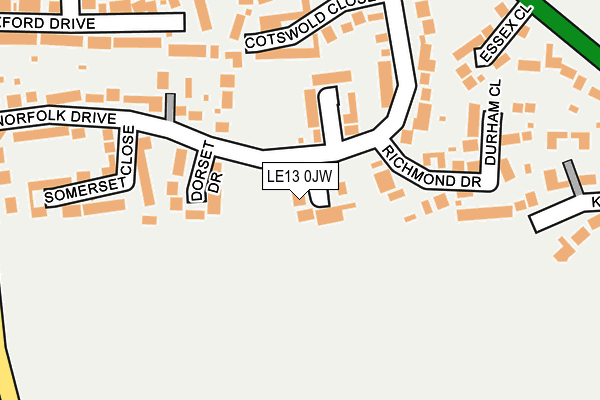 LE13 0JW map - OS OpenMap – Local (Ordnance Survey)