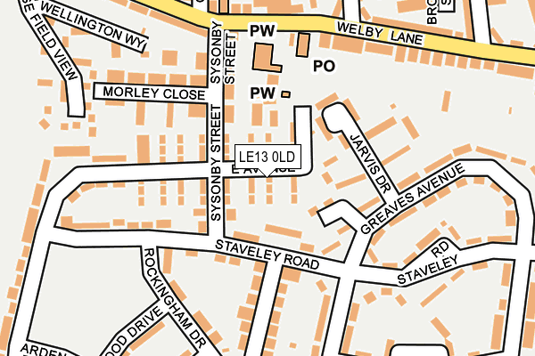 LE13 0LD map - OS OpenMap – Local (Ordnance Survey)