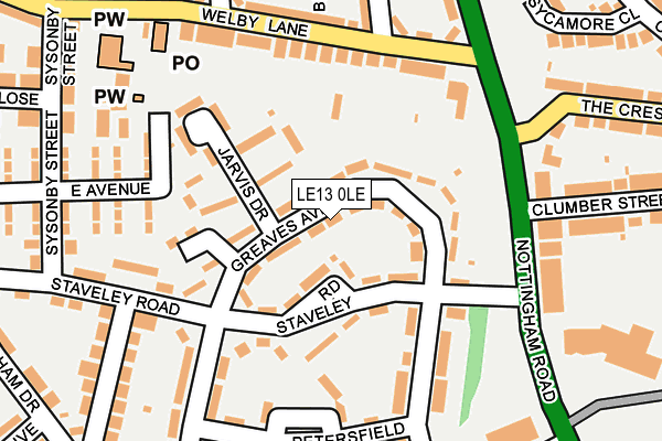 LE13 0LE map - OS OpenMap – Local (Ordnance Survey)