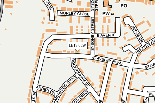 LE13 0LW map - OS OpenMap – Local (Ordnance Survey)