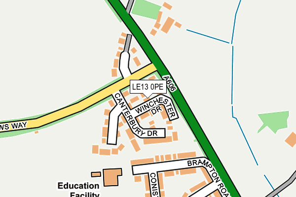 LE13 0PE map - OS OpenMap – Local (Ordnance Survey)