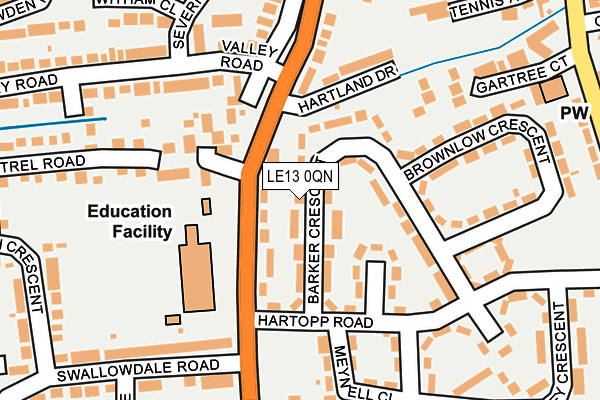 LE13 0QN map - OS OpenMap – Local (Ordnance Survey)