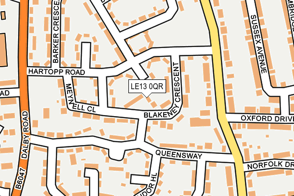 LE13 0QR map - OS OpenMap – Local (Ordnance Survey)