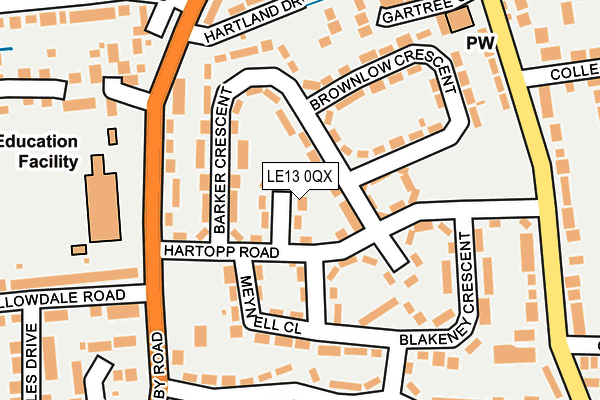 LE13 0QX map - OS OpenMap – Local (Ordnance Survey)