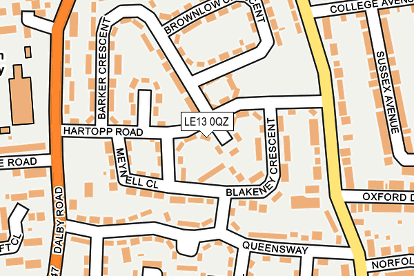 LE13 0QZ map - OS OpenMap – Local (Ordnance Survey)