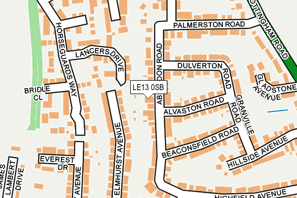 LE13 0SB map - OS OpenMap – Local (Ordnance Survey)