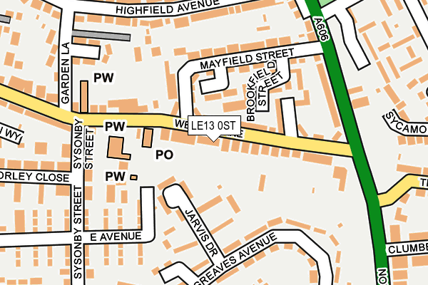 LE13 0ST map - OS OpenMap – Local (Ordnance Survey)