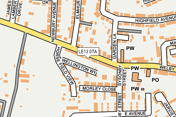 LE13 0TA map - OS OpenMap – Local (Ordnance Survey)