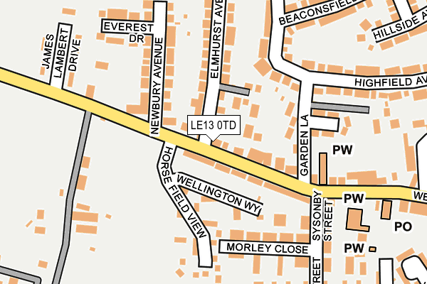 LE13 0TD map - OS OpenMap – Local (Ordnance Survey)