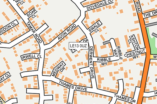 LE13 0UZ map - OS OpenMap – Local (Ordnance Survey)
