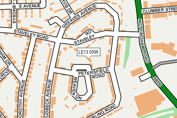 LE13 0XW map - OS OpenMap – Local (Ordnance Survey)