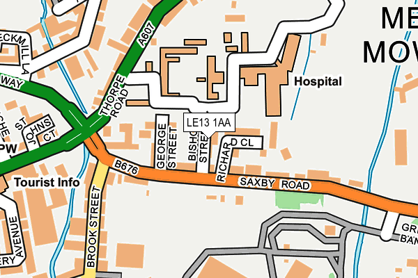 LE13 1AA map - OS OpenMap – Local (Ordnance Survey)