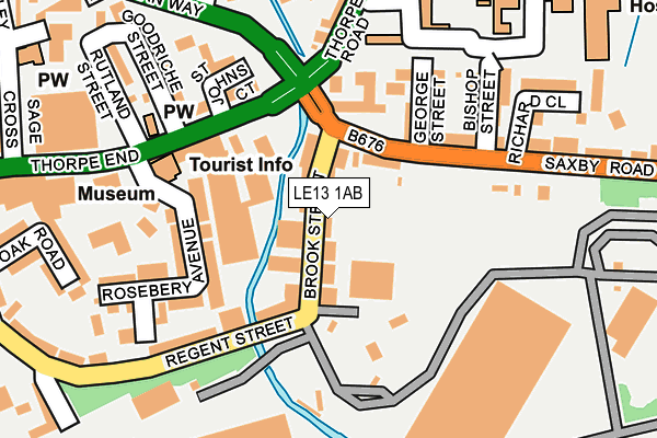 LE13 1AB map - OS OpenMap – Local (Ordnance Survey)