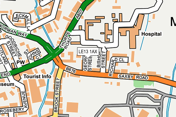 LE13 1AX map - OS OpenMap – Local (Ordnance Survey)