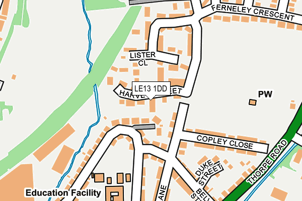 LE13 1DD map - OS OpenMap – Local (Ordnance Survey)