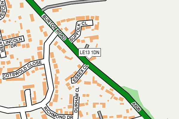 LE13 1DN map - OS OpenMap – Local (Ordnance Survey)