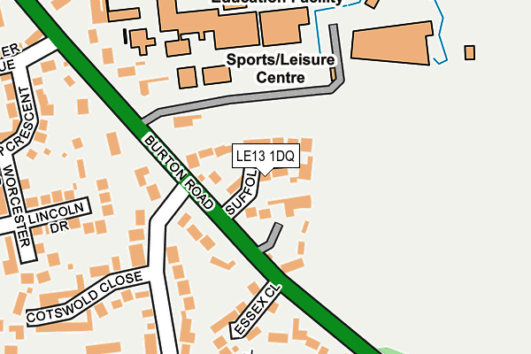 LE13 1DQ map - OS OpenMap – Local (Ordnance Survey)