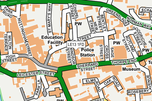 LE13 1FD map - OS OpenMap – Local (Ordnance Survey)