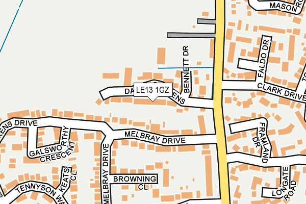 LE13 1GZ map - OS OpenMap – Local (Ordnance Survey)