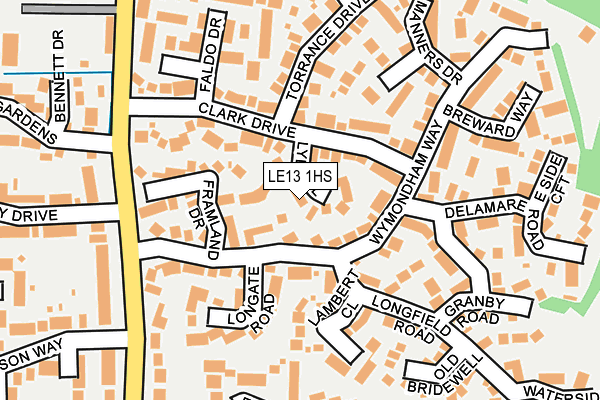 LE13 1HS map - OS OpenMap – Local (Ordnance Survey)