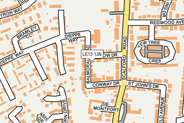 LE13 1JN map - OS OpenMap – Local (Ordnance Survey)