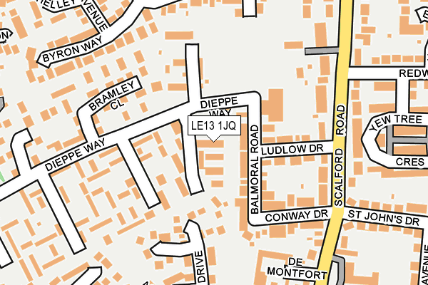 LE13 1JQ map - OS OpenMap – Local (Ordnance Survey)