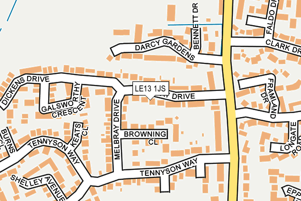 LE13 1JS map - OS OpenMap – Local (Ordnance Survey)