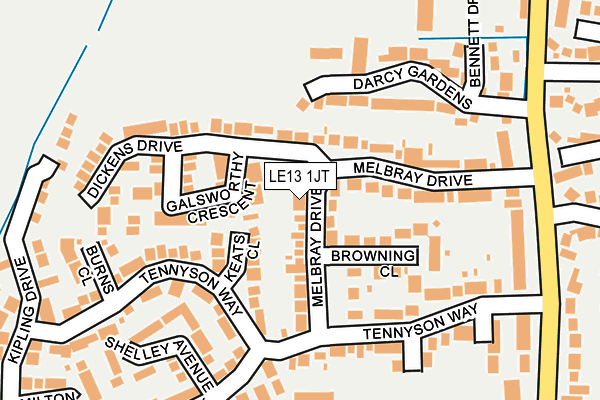 LE13 1JT map - OS OpenMap – Local (Ordnance Survey)