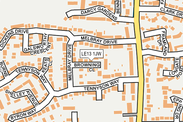 LE13 1JW map - OS OpenMap – Local (Ordnance Survey)