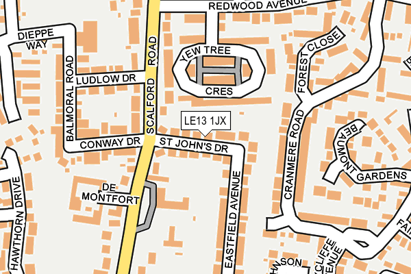 LE13 1JX map - OS OpenMap – Local (Ordnance Survey)