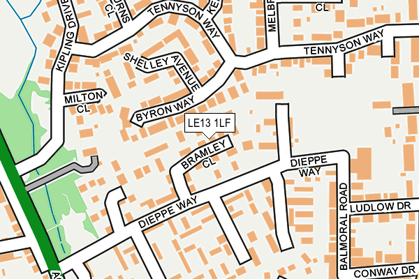 LE13 1LF map - OS OpenMap – Local (Ordnance Survey)