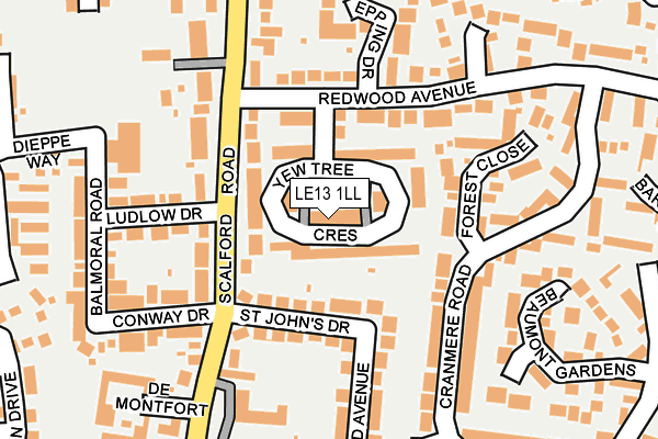 LE13 1LL map - OS OpenMap – Local (Ordnance Survey)