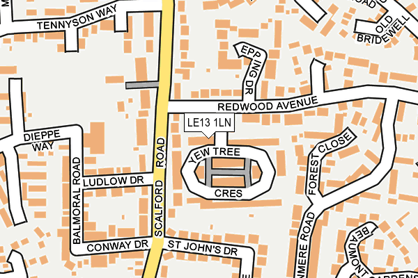 LE13 1LN map - OS OpenMap – Local (Ordnance Survey)