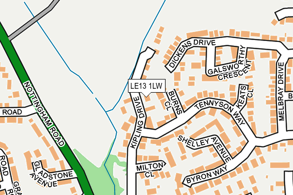 LE13 1LW map - OS OpenMap – Local (Ordnance Survey)