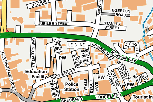 LE13 1NE map - OS OpenMap – Local (Ordnance Survey)